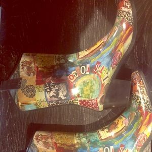 Printed cowboy rain boots